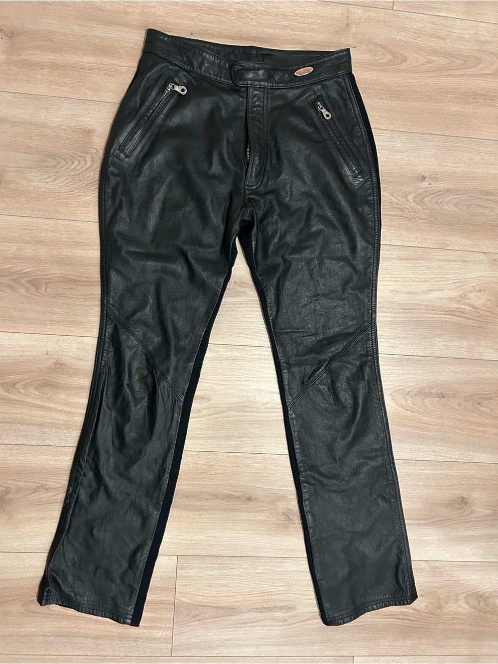 Harley-Davidson Women’s Black Leather Riding Pants with Zip Pockets